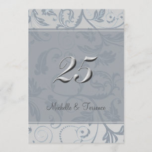 Blue Grey Silver Jubileum Party Invitation Kaart