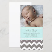 Blue Grey Sjabloon Nieuwe Baby Geboorteaankondigin (Voorkant / Achterkant)