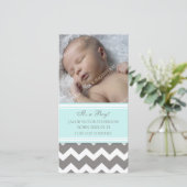 Blue Grey Sjabloon Nieuwe Baby Geboorteaankondigin (Staand voorkant)