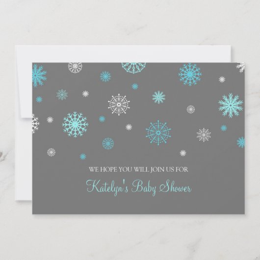 Blue Grey Snow, aangepast Baby shower voor kerstmi Kaart (Voorkant)