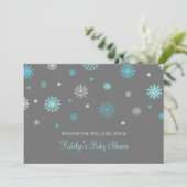 Blue Grey Snow, aangepast Baby shower voor kerstmi Kaart (Staand voorkant)