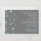 Blue Grey Snow, aangepast Baby shower voor kerstmi Kaart (Achterkant)