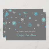 Blue Grey Snow, aangepast Baby shower voor kerstmi Kaart (Voorkant / Achterkant)