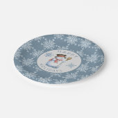 Blue Grey Snowflakes Snowman Holiday Party Papieren Bordje (Gekanteld)