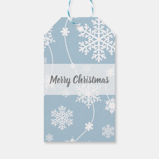 Blue Grey Snowflakes Winter Wonderland Holiday Cadeaulabel (Achterkant)