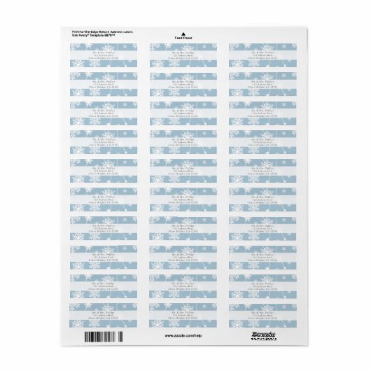 Blue Grey Snowflakes Winter Wonderland Holiday Etiket (Full Sheet)