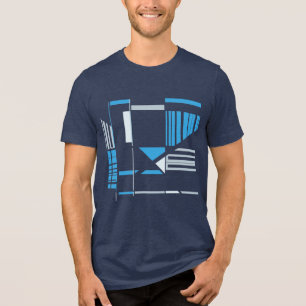 Blue Grey Southwest Art Geometrische MCM-geïnspire Tri-Blend Shirt
