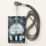 Blue Grey Sparkle Dress Sweet 16 VIP Pass Badge<br><div class="desc">Aanpassen voor elke gebeurtenis.</div>
