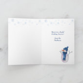 Blue Grey Star Pattern en Snowman Kerstmis Feestdagen Kaart (Binnen)