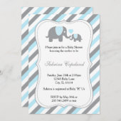 Blue & Grey Stripe Olifant Baby shower Kaart (Voorkant / Achterkant)