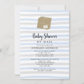 Blue Grey Stripes Boy Baby shower per post Kaart (Voorkant)