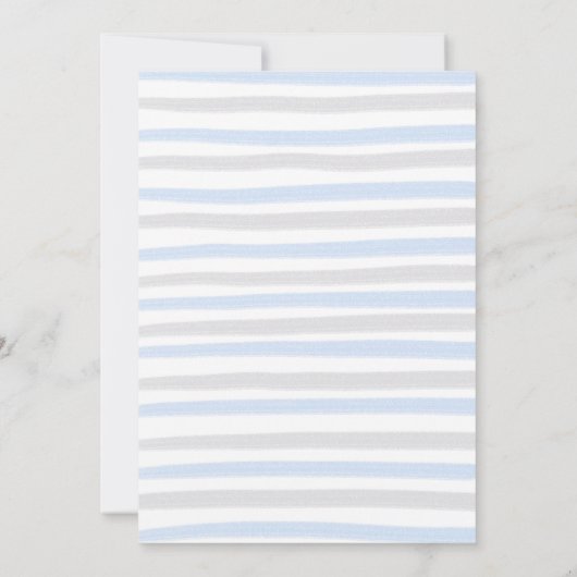 Blue Grey Stripes Boy Baby shower per post Kaart (Achterkant)