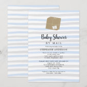 Blue Grey Stripes Boy Baby shower per post Kaart (Voorkant / Achterkant)