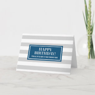 Blue Grey Stripes Business van Group Birthday Kaart