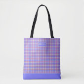 Blue Grey Tartan TI Monogrammed Canvas tas (Voorkant)