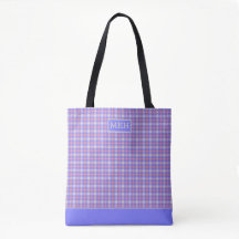 Blue Grey Tartan TI Monogrammed Canvas tas