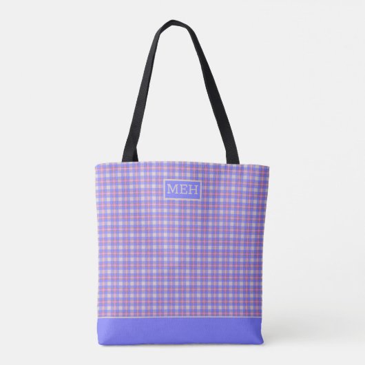 Blue Grey Tartan TI Monogrammed Canvas tas (Achterkant)