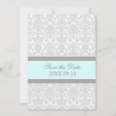 Blue Grey Wedding Save the Date Card (Achterkant)