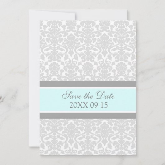 Blue Grey Wedding Save the Date Card (Achterkant)