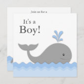 Blue Grey Whale Baby shower Kaart (Voorkant / Achterkant)