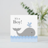 Blue Grey Whale Baby shower Kaart (Staand voorkant)