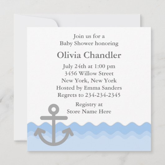 Blue Grey Whale Baby shower Kaart (Achterkant)