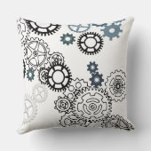 Blue Grey White Gear Pattern voor Boys Room Decor Kussen (Achterkant)
