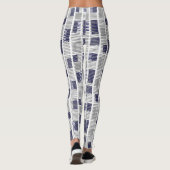 Blue Grey White Geometric Women Leggings (Achterkant)