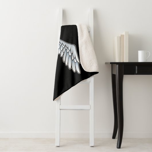 Blue-Grey Wings Sherpa Blanket Deken (In situ)