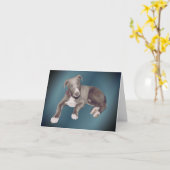 Blue Greyhound Puppy Dog Personalized Note Kaart (Gele Bloem)