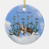 Blue Greyhound Puppy Flowers Dog Ornament (Voorkant)