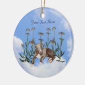 Blue Greyhound Puppy Flowers Dog Ornament (Links)