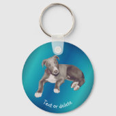 Blue Greyhound Puppy op maat Sleutelhanger (Voorkant)