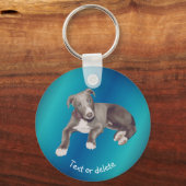 Blue Greyhound Puppy op maat Sleutelhanger (Achterkant)