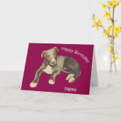 Blue Greyhound Puppy Personalized Birthday Kaart (Gele Bloem)