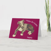 Blue Greyhound Puppy Personalized Birthday Kaart (Voorkant)