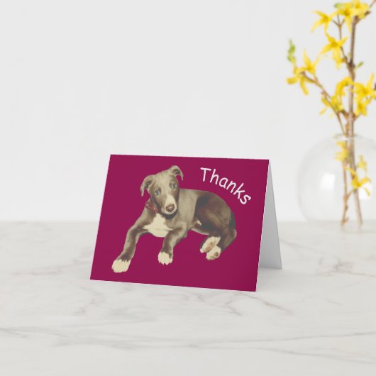 Blue Greyhound Puppy Persoonlijk Hartelijk dank Kaart (Gele Bloem)