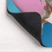 Blue Greyhound Puppy Pink Heart Mousepad Muismat (Hoek)