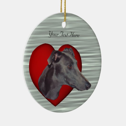 Blue Greyhound Red Heart Dog Ornament (Rechts)