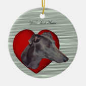 Blue Greyhound Red Heart Dog Ornament (Voorkant)