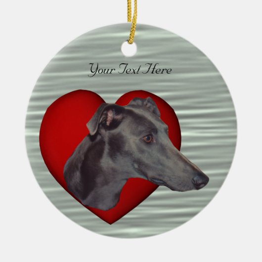 Blue Greyhound Red Heart Dog Ornament (Voorkant)