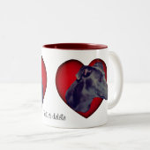 Blue Greyhound Red Heart, gepersonaliseerd Tweekleurige Koffiemok (Voorkant rechts)
