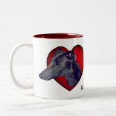 Blue Greyhound Red Heart, gepersonaliseerd Tweekleurige Koffiemok (Links)