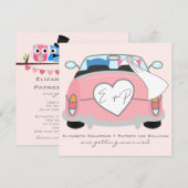 Blue Groom Owl & Pink Bride Owl Weddenschap Kaart (Voorkant / Achterkant)