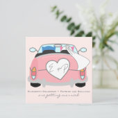 Blue Groom Owl & Pink Bride Owl Weddenschap Kaart (Staand voorkant)