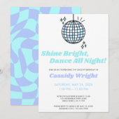 Blue Groovy Disco Verjaardag Kaart (Voorkant / Achterkant)