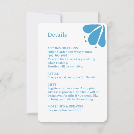 Blue Groovy Flower Pattern Wedding Enclosure Kaart (Voorkant)