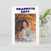 Blue Groovy Font Foto Afstudeerfeest Uitnodiging (Staand voorkant)