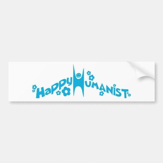 Blue Groovy Happy Humanist Bumpersticker (Voorkant)