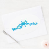 Blue Groovy Happy Humanist Ovale Sticker (Envelop)